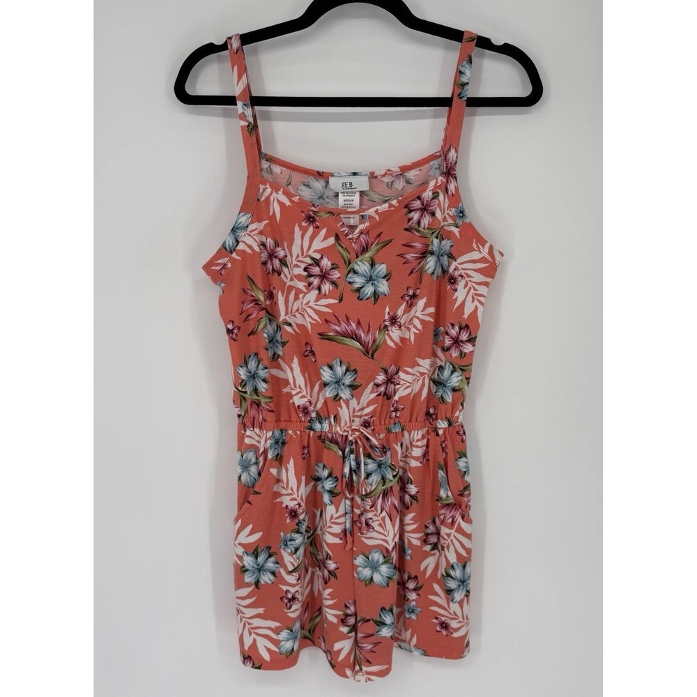 Joe B Romper Womens Medium Orange Floral Beach Vacation Tropical Resort Cruise